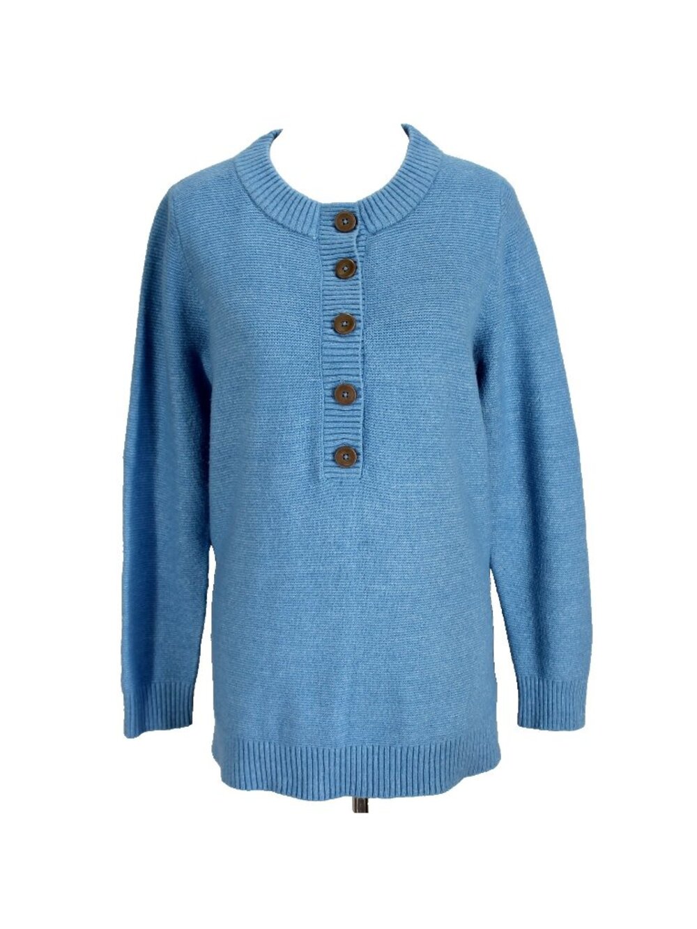 Pure J Jill Tunic Sweater Womens Size M Blue Long Sleeve Henley Cotton Blend